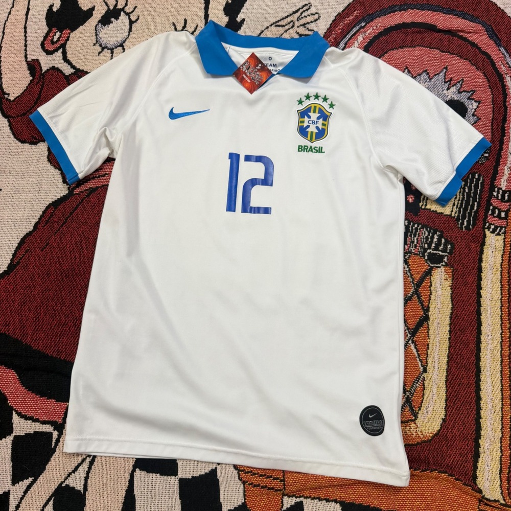 Nike Brazil National Team Soccer Jersey White Blue CBF 12 DVO Arizona Mens New L